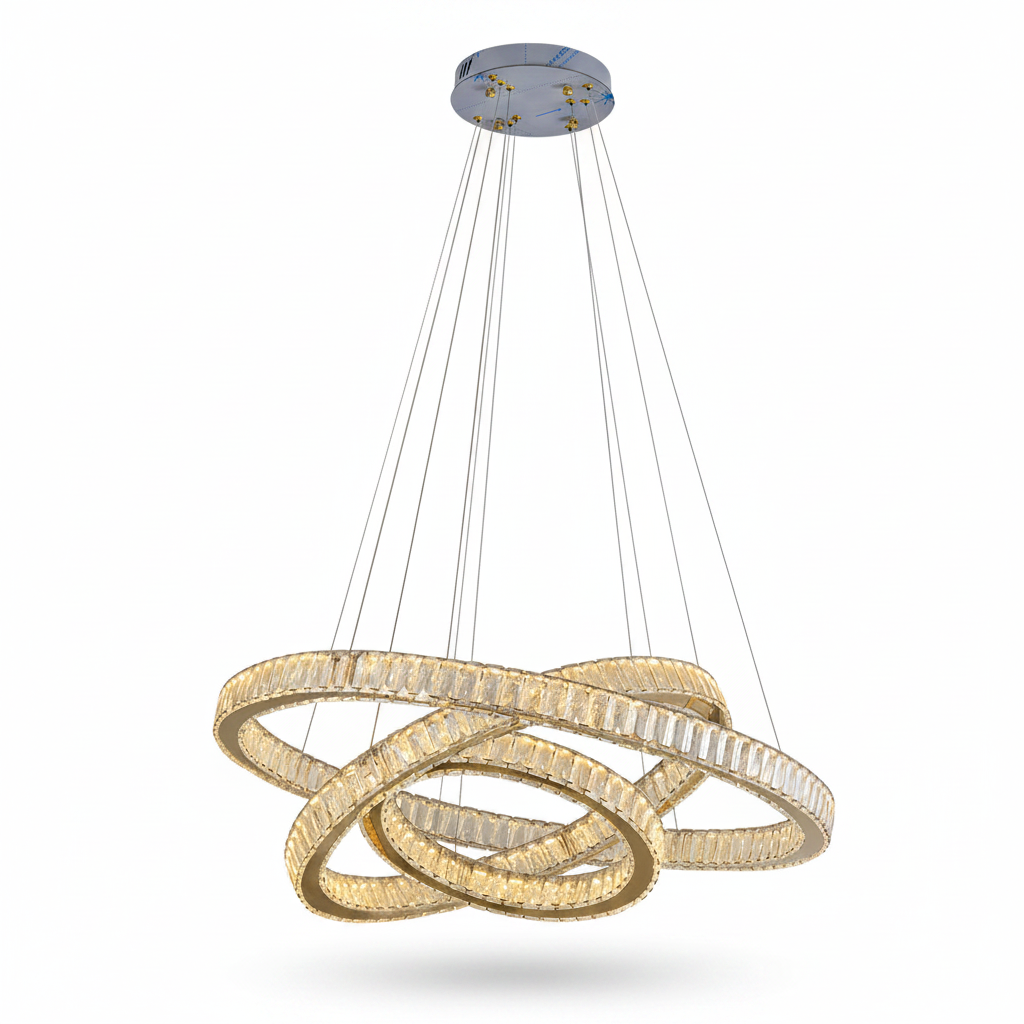 Dimmable LED Crystal Ring Chandelier