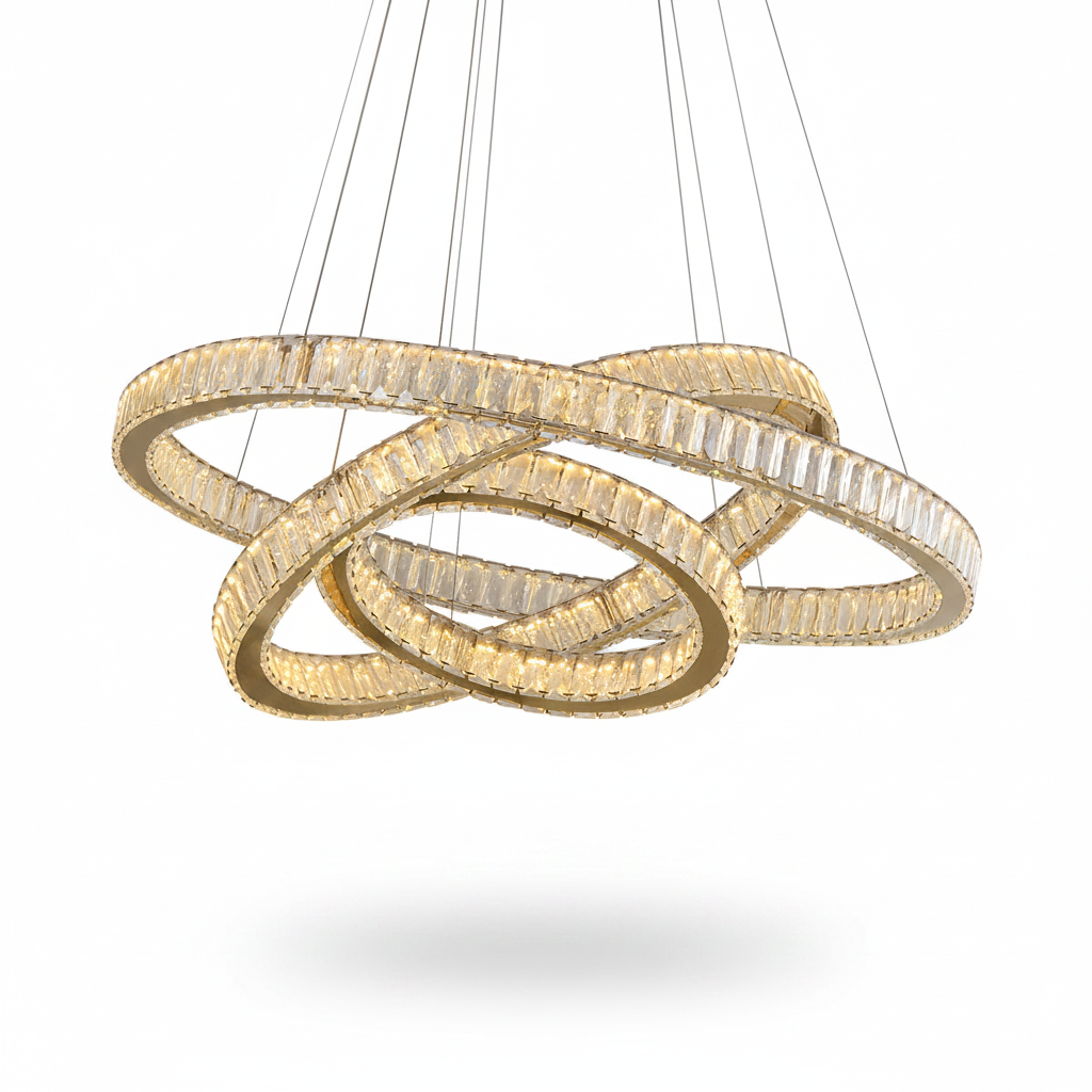 Dimmable LED Crystal Ring Chandelier