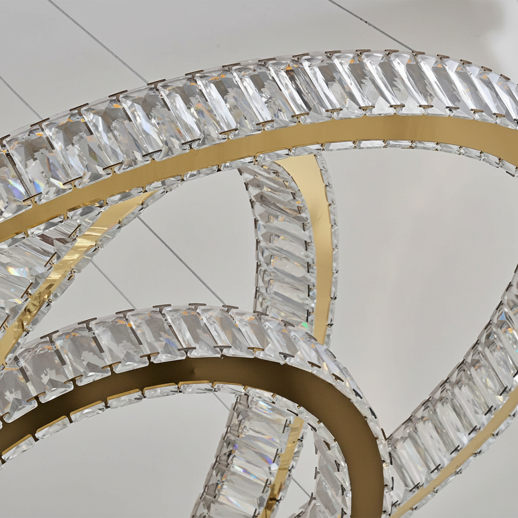 Dimmable LED Crystal Ring Chandelier