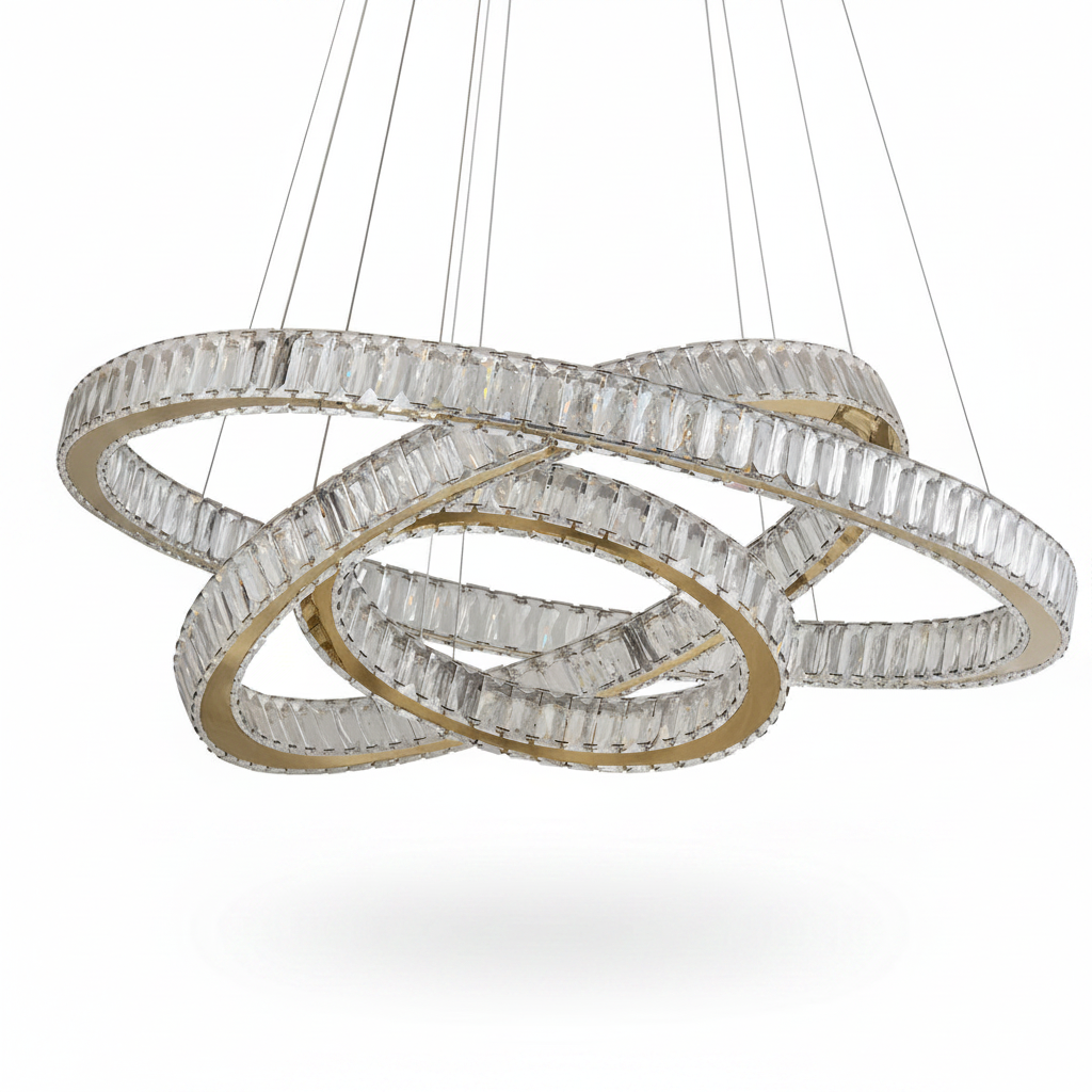 Dimmable LED Crystal Ring Chandelier