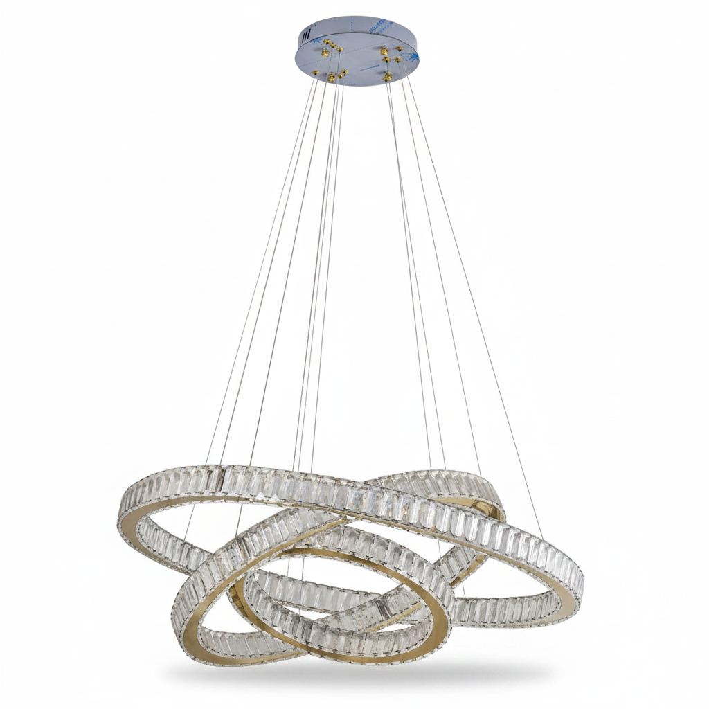 Dimmable LED Crystal Ring Chandelier