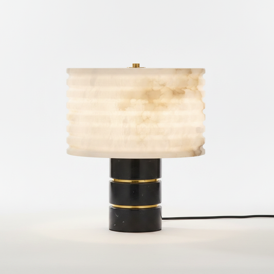Alabaster Table Lamp with Brass Accent
