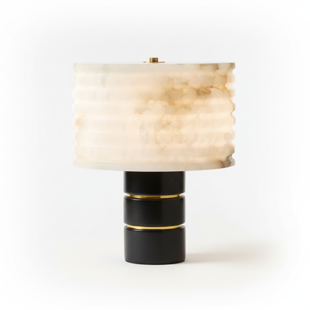 Alabaster Table Lamp with Brass Accent